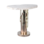 Side table in brass with petrified wood top